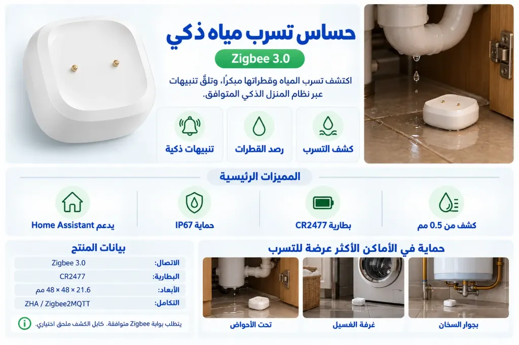 SONOFF مستشعر تسرب المياه Zigbee