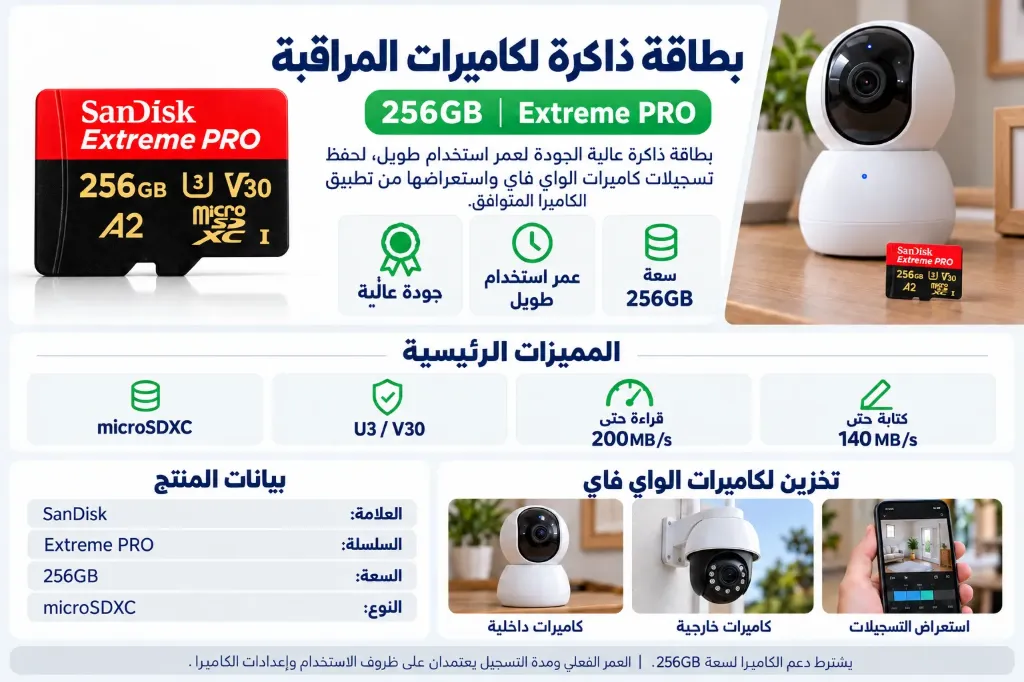 سانديسك إكستريم برو 256 جيجابايت A2، السرعات: 200 ميجابايت/ثانية قراءة، 140 ميجابايت/ثانية كتابة